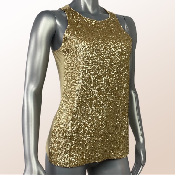 Express | Gold Sequin Medium Tank Top - Picture 3 of 9